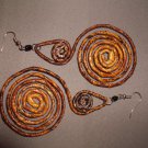 AFRICAN HAND MADE TRIBAL BANANA LEAF EARRINGS LIGHT FINISH