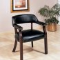 GUEST CHAIR WOOD IN MAHOGANY BLACK, VINYL