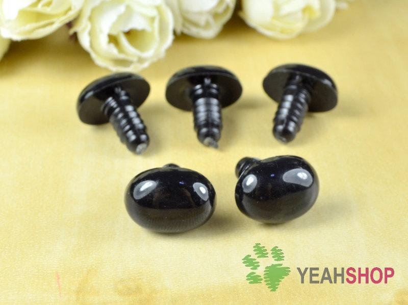 16mmx12mm Black Oval Safety Nose / Plastic Nose - 5 pcs