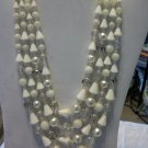 New Signed Japan 16" Crystal & White Beaded Necklace