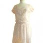 NWOT Pale Pink /w Light Brown Polkadot Print Chiffon Pleated Casual Dress S M