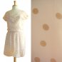 NWOT Pale Pink /w Light Brown Polkadot Print Chiffon Pleated Casual Dress S M