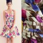 NWT Ivory Pink Purple Blue Painted Floral Print Garden Party Dress USD128 M 10