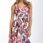 NWT Ivory Pink Purple Blue Painted Floral Print Garden Party Dress USD128 M 10