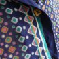 Vintage Vtg 70s 80s Mod Blue Orange Sheer Geometric Print Chiffon Long Sleeved Shirt S M