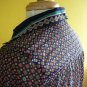 Vintage Vtg 70s 80s Mod Blue Orange Sheer Geometric Print Chiffon Long Sleeved Shirt S M