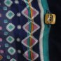 Vintage Vtg 70s 80s Mod Blue Orange Sheer Geometric Print Chiffon Long Sleeved Shirt S M