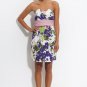 NWT Trixxi White Pink Purple Floral Print Strapless Origami Fold Dress USD58 M L