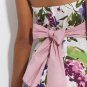 NWT Trixxi White Pink Purple Floral Print Strapless Origami Fold Dress USD58 M L