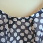 Dark Navy Blue Polkadot Chiffon Overlay Sundress + Purple Pearl Buttons XXS XS