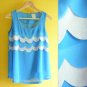 NWOT Sky Blue Gray-White Scallop Wave Trim Sheer Chiffon Swing Tank Top XS S