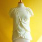 NWOT Off-White Split Tulip Petal Layered Knit Flutter Blouse Top Tee T-shirt S M