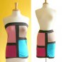 NWOT Mondrian Colorblock Stretch Lycra Tube Top / Skirt - Teal Hot Pink Tan S M