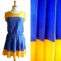 NWT Sunny Yellow & Sky Blue Colorblock Lightweight Pleated Cheerleader Dress S M