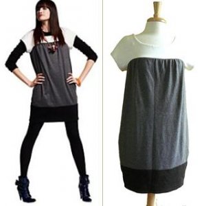 Necessary Objects Colorblock White Gray Black Colorblock Winter Knit Dress M L