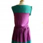NWT Jade / Kelly Green & Plum Purple Colorblock Lightweight Pleated Dress S M