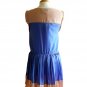 NWT Tan Brown & Sky Blue Colorblock Lightweight Pleated Cheerleader Dress S M