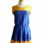 NWT Sunny Yellow & Sky Blue Colorblock Lightweight Pleated Cheerleader Dress S M