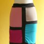 NWOT Mondrian Colorblock Stretch Lycra Tube Top / Skirt - Teal Hot Pink Tan S M