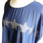 NWOT Navy Blue Sheer Chiffon Cropped Top Blouse /w Lasercut Cutout Stars S M