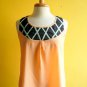 NWOT Peach / Navy Blue / Mint Green Colorblocked Applique Shell Top Blouse XS S