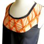 NWOT Perky Navy Blue Peach Orange Colorblocked Applique Shell Top Blouse XS S