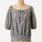 NWT Anthropologie Dark Gray White Triad Peasant Floral Print Top USD78 XS S 4