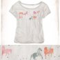 NWT Aerie All the Pretty Horses Gray Pink Orange Cropped T-Shirt Tee S