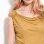 NWT T Tahari Ava Light Mustard Brown Ruched Draped Cowlneck Knit Top USD48 S M P