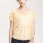 NWT WallpapHer Pale Yellow White Polka Dot Sheer Chiffon Peplum Blouse Top M L
