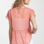 NWT WallpapHer Pale Yellow White Polka Dot Sheer Chiffon Peplum Blouse Top $32 S