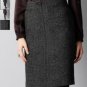 NWT Ann Taylor LOFT Black Brown Textured Pique Tweedy Pencil Skirt USD70 L 12 14