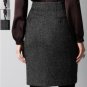 NWT Ann Taylor LOFT Black Brown Textured Pique Tweedy Pencil Skirt USD70 L 12 14