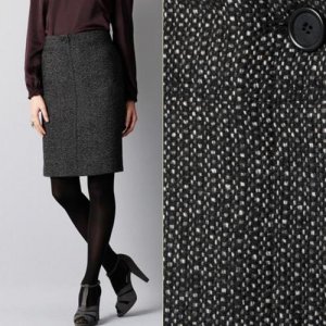 NWT Ann Taylor LOFT Black Brown Textured Pique Tweedy Pencil Skirt USD70 L 12 14