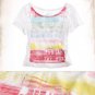 NWT Aerie Run for the Sun White Rainbow Sketch Sunset Soft Cropped T-Shirt Tee L