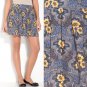 NWT Frenchi Flowy Blue Gray Yellow Floral Print Full Boxpleated Summer Skirt M L