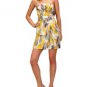 NWT Yellow White Gray Abstract Pleated Strapless Cocktail Sheath Dress USD72 S