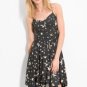 NWT Lush Starry Night Black Ivory Asymmetric Hanky Hem Printed Sundress XXS XS