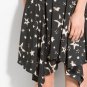 NWT Lush Starry Night Black Ivory Asymmetric Hanky Hem Printed Sundress XXS XS