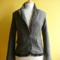 Dark Brown Chevron Weave Tweed Suit Jacket Blazer /w Detachable Black Lace M 8