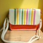 NWT Rainbow Bright Pebbled Faux Leather Mini Satchel / Clutch Bag - White Yellow