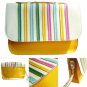 NWT Rainbow Bright Pebbled Faux Leather Mini Satchel / Clutch Bag - White Yellow