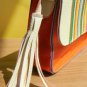 NWT Rainbow Bright Pebbled Faux Leather Mini Satchel / Clutch Bag - White Orange