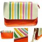 NWT Rainbow Bright Pebbled Faux Leather Mini Satchel / Clutch Bag - White Orange