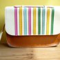 NWT Rainbow Bright Pebbled Faux Leather Mini Satchel / Clutch Bag - White Brown