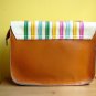 NWT Rainbow Bright Pebbled Faux Leather Mini Satchel / Clutch Bag - White Brown