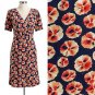 NWT Old Navy Dark Blue Orange Red Floral Cross-Section Print Faux-Wrap Dress S