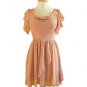 NWT Gorgeous Blush Rose Pink Silk Chiffon Cowlneck Flutter Dress Tulip Skirt S M