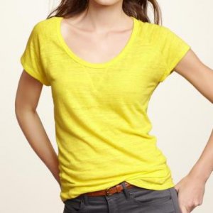 NWT Gap Bright Yellow Tri-blend Soft Slub Knit Scoopneck Raglan Tee T-Shirt M L