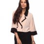 NWT Forever 21 Nude Beige Cropped Soft Blazer Jacket /w Black Contrast Trim M L